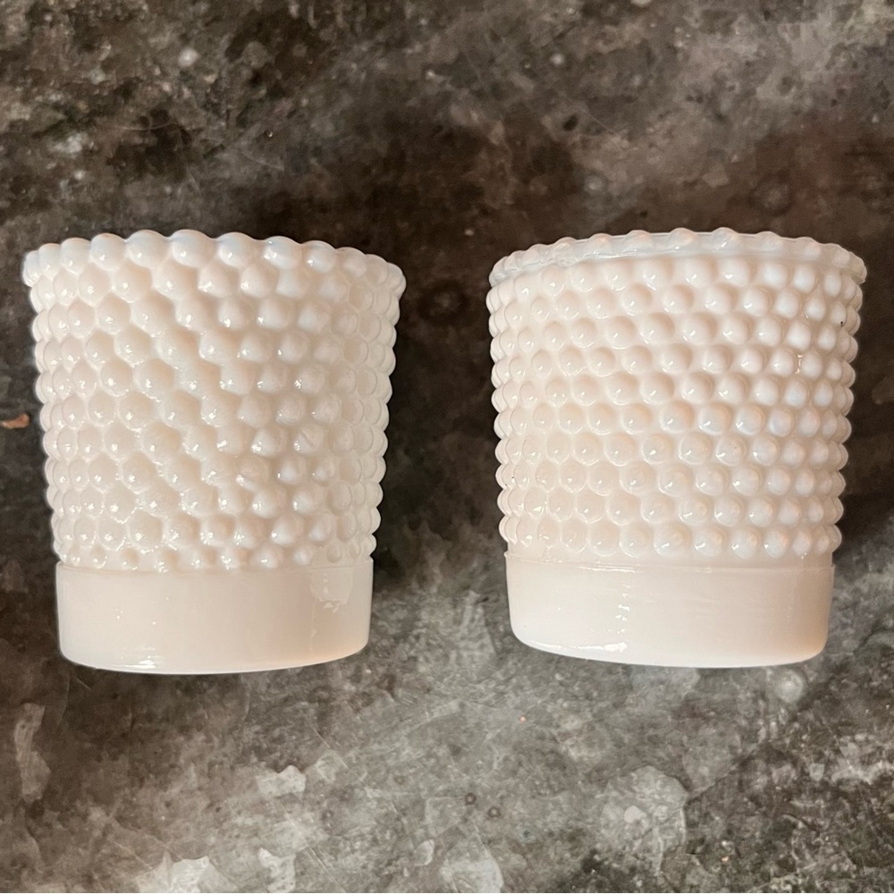 Vintage Milk Glass Hobnail Votive Holders